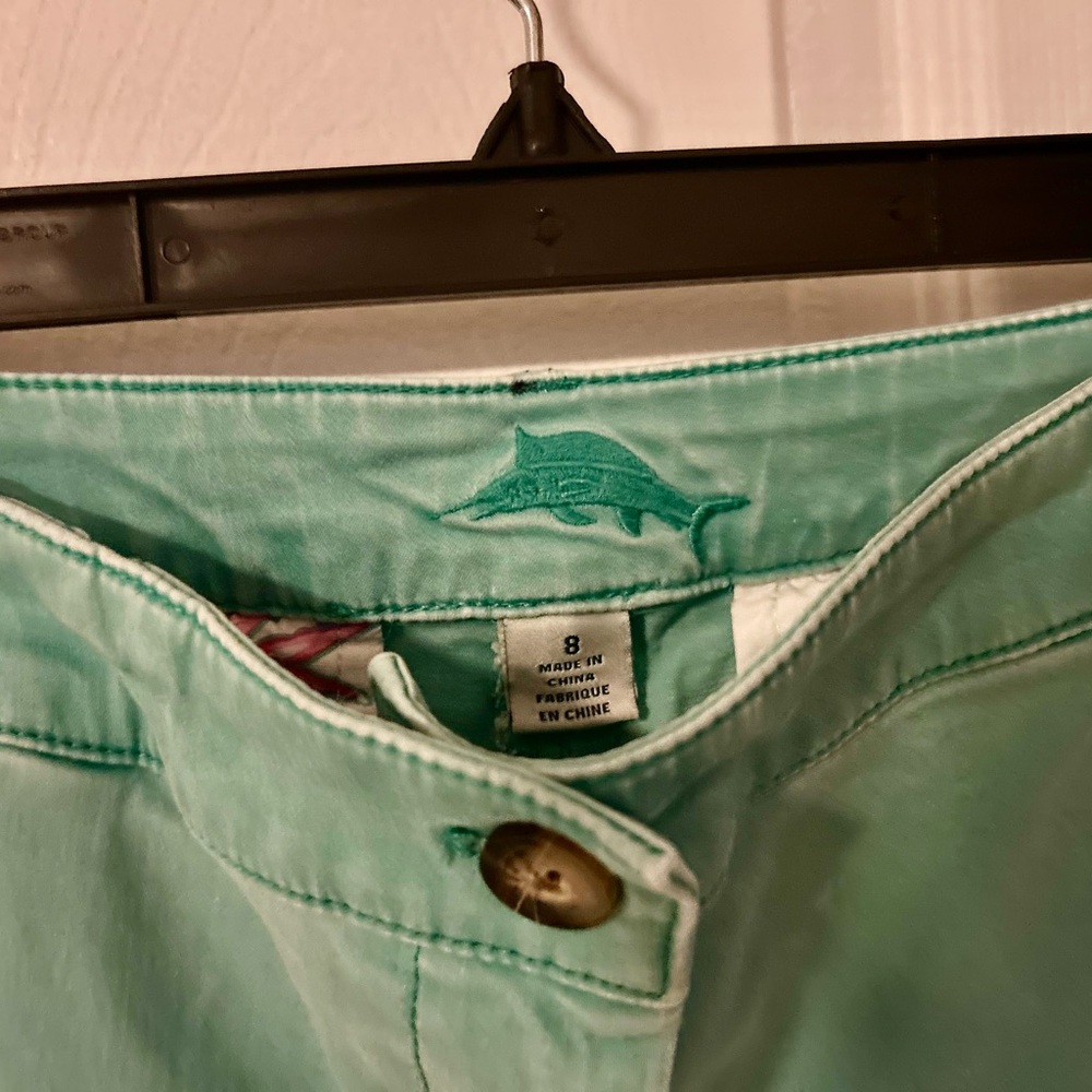 Tommy Bahama Tropical Green/Blue Cropped Pants with Patterned Lining Size 8